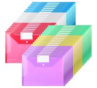 Plastic Wallets - A4 Plastic Folders Document File Folder Plastic Popper Wallet with Label Pocket- 36PCS