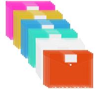 Plastic Wallets A4 Punched Pockets, 25 Pcs Binder Wallets Popper, 6 Colors 11 Holes Document Folder for 2/3/4 Ring Binders with Label Pocket for School Office Home Travel Punched Pockets Space Saving