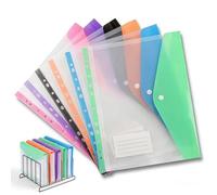 Plastic Wallets A4 Punched Pockets 6 Pack,11 Holes Expandable Binder Folders Transparent Document Folder with Snap Button & Label for 2/3/4 Ring Binder Office School Home Supplies