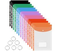 Plastic Wallets A4 Punched Pockets, Xndryan14 Pack Waterproof Folders for Document Plastic A4 Folder with Tab Card and 6 Binders for School, Office, Home, Travel