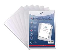 Plastic Wallets A4 Top and Side Opening File Heavy Duty Clear Plastic Sleeves Document Folder Top & Side Pockets Tidy File Thick Heavy Duty 150 Micron Easy Open Copy Safe (to Fit A4 Size - 50 Files)