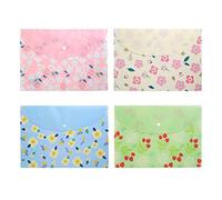 Plastic Wallets A4 Wallets Folders Document Organiser Floral Filing Document Folders A4 File Envelopes with Snap Closure 4pcs
