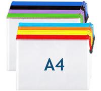 Plastic Wallets A4 Zip Folder - 24 PCS Zip Lock Bags Mesh Document Wallet Zipper Extra Thick Zip Bags for Home School Office Supplies, 8 Colors