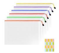 Plastic Wallets A4 Zip Folders - 6PCS Waterproof Zip Lock Bags Document Wallet Zipper File Bag Mesh Zipped Pouch Bags for School, Office, Home and Travel (6 Colors)