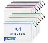 Plastic Wallets A4 Zip Lock Bags-12Pcs Plastic Mesh Document Folder with Zipper for Toys Puzzle Bills Documents