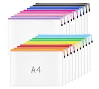 Plastic Wallets A4 Zip Wallets Zip Lock Bags Platic Zip Folder Zipper File Bag Zipped Document Wallet for School Office Travel Storage - 20PCS