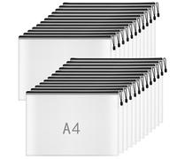 Plastic Wallets A4 Zip Wallets Ziplock Bags Zip Folder Zipper Bag A4 Folders Document Wallet (Black, 24pcs)