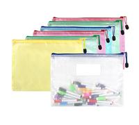 Plastic Wallets A5, 5 Pcs File Folders Zip Bags A5 Wallet Document Plastic Pockets with Zipper for School Office Homework Travel Storage Bags