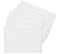 Plastic Wallets A5, 6 Pcs Clear Plastic Paper Wallets for Document Storage and Office Organization Supplies, A5 Popper Wallets Lightweight Transparent Folders with Snap Closure