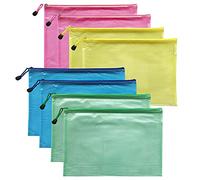 Plastic Wallets A5, 8Pcs Zip Lock Bags Mesh Document Wallet Document Folders Plastic Pockets Zipper File Wallet for School Office Homework Storage Bags Travel