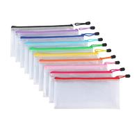Plastic Wallets A6, 10Pcs Zip Lock Bags Mesh Document Wallet Document Folders Plastic Pockets Zipper File Wallet Waterproof Pencil Pouch for School Office Homework Storage Bags Travel