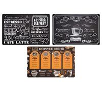 Plastic Washable American Vintage Placemat Set, 44 x 28 cm, American Design Breakfast Placemats in PVC (Set on 3)