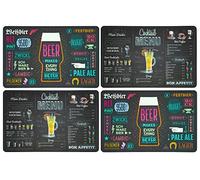 Plastic Washable American Vintage Placemat Set, 44 x 28 cm, American Design Breakfast Placemats in PVC (Set on 4)