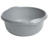 Plastic Washing up Bowl 32cm Round Basin Bowls with Moulded Handles Silver Multi-Purpose Mixing Bowls Kitchen Vegetable Washing Bowls Sink Tidy Organizers