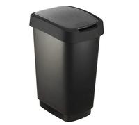 Rotho Salsa Waste bin 25l with lid, black, 25l (33.3 x 25.2 x 47.6 cm)