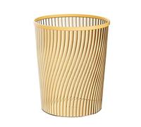 Plastic Waste Paper Basket Bin Bathroom Bin Round Trash Can Non-slip Shatter-Proof Garbage Dustbin for Home,Office Bathroom,Living Room Kitchen Indoor Garbage Bins with Wave Design (Gold)