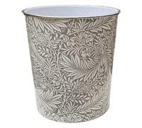 Plastic Waste Paper Basket Bin Round Trash Can, Lightweight Recycling Rubbish Bin For Kitchen, Bedroom, Bathroom 7.7L (Grey Leaf)