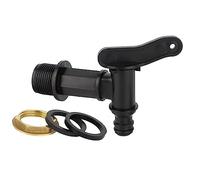 Plastic Water Butt Tap with Brass Nut, 3/4" Thread Water Butt Tap for Storage Tank, Rain Water Collection Barrel, Accessories for Home Garden Water Connectors