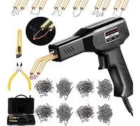Plastic Welding Machine Car Bumper Repair Kit,Hot Stapler Plastic Repair Welder Soldering Kit,6Types 1050 Staples,Hot Staple Gun Plastic Welder&Flat/Outside Corner/Inside Corner/Wave Staples