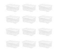Plastic Wham Storage Boxes 45L litre Crystal Clear Large Box with Lid Home Office Stackable Nestable Container for Home and Kitchen Office Children’s Room Made in U.K (Pack of 12)
