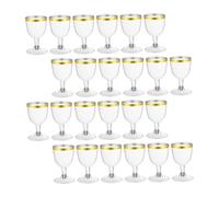 Plastic Wine Glasses Reusable 24PCS 160ml Clear Gold Rimmed Wine Glasses with Gold Rim Plastic for Weddings Birthdays Parties Cocktails Kitchen