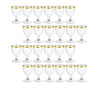 Plastic Wine Glasses Reusable, 24PCS 160ml Clear Gold Rimmed Wine Glasses, With Gold Rim Plastic for Weddings, Birthdays, Parties Cocktails Reusable, Rimmed W