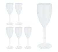 Plastic Wine Glasses Set of 6 Party Cups Reusable Camping Party 220 ml White