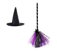Plastic Witch Broomstick Halloween Witch, Witch Decoration Magician Kids Witch Retractable Plastic Halloween Witch (Purple) Tyj754 (Purple, 60cm)