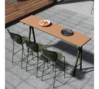 Plastic Wood Bistro Table for Outdoor Use, Industrial Restaurant Standing Table with Metal Base, Narrow Bar Table Long for Pubs and Patios, Modern Bar Table for Outdoor Use, Without Squatting