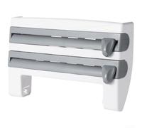 Plastic Wrap and Foil Storage System with Wall Mounted ABS Rack Dual Cutting Blades and Adjustable Roller Bar Support (Gray-blue)