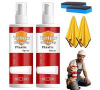Plastic Yellow-Off Restoration Spray, Fast Acting Plastic Yellowing Remover, Multi-purpose Household Appliance Surface Cleaner with Cleaning Cloth (2, pcs)