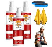 Plastic Yellow-Off Restoration Spray, Fast Acting Plastic Yellowing Remover, Multi-purpose Household Appliance Surface Cleaner with Cleaning Cloth (3, pcs)