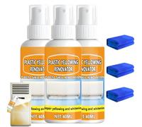 Plastic Yellowing Renovator Spray,Plastic Yellowing Restorer Kit With a Cleaning Cloth,Cleaner for Toilet Seats & Home Appliances,Fast Acting. (3Piece)