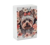 Plastic Yorkie Floral Cigarette Case Waterproof Cigarette Holder Box for 20pcs King Size, Crush Resistant Cig Case Pack Accessory, for Smoker Women Men