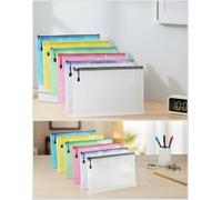 Plastic Zip Wallet File Mesh Bags Storage Document Folder Waterproof Pouch for School Office Homework Travel Storage Bags Size (12 Folder (A4/A5))