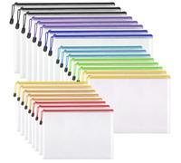 Plastic Zip Wallets - 24PCS Mixed Size Zip Lock Bags, Waterproof File Folders for School/Office Travel, Receipts Storage, Cosmetics, Cross Stitch, Puzzles & Games (A3+A4+A5-24Pcs)