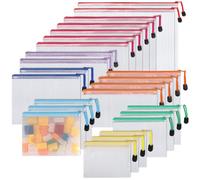Plastic Zip Wallets Folders - 24Pcs Multi-Sizes File Folder, Zip Lock Bags, Plastic Folders Document Wallet, for School, Office, Travel, Organizing Stationery and Home Storage