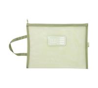 Plastic Zip Wallets Large Capacity File Folder Zipper Test Paper Storage Bag Mesh Document(Grey with Handle)