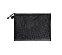 Plastic Zip Wallets Transparent File Folders Nylon Mesh Storage Bag Convenient Zipper Student Test Stationery(Black)