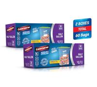 Plastic Ziplock Bags - Resealable Freezer Bags - 60 Half Gallon Zip Food Bags- Reusable Grip Seal Bags for Fruit, Veggies, Meat and Snacks - Heavy Duty BPA Free