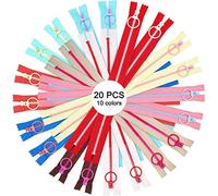 Plastic Zipper Resin Nylon Coil Zippers Bulk for Tailor Sewing Crafts with Lifting Ring Quoit Colorful 12” Bag Garment Replacement Accessories 20 Pack