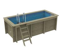 Plastica Nazca 4M X 2M Wooden Pool Package With Swimmaster Counter Current With Tileband