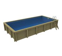 Plastica Nazca 6M X 4M Wooden Pool Package With Swimmaster Counter Current With Patterned Liner