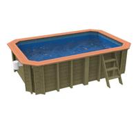 Plastica Wooden Exercise Pool Package With Invertemp Heat Pump With Patterned Liner