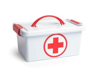 PLASTICFORTE 4L Medicine Box, 4L First Aid Case, Plastic Medicine Case, White/Red, Moyen, Spanish