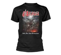 Plastic Head T-Shirt Saxon Hell, Fire And Damnation 100% Cotton Unisex Black M