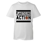 Plasticine Action T-Shirt, we Oppose AI Generated Animation Shirt, Birthday Gift Shirt Unisex Adults Kids Top(White, L)