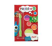 Plasticine Fluro Neon Modelling Clay Pack - 9 Vibrant Neon Colours, Soft & Non-Hardening, Includes Modelling Tool & Ideas Sheet, 130g - Ages 5+