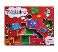 Plasticine Tower Blox, Endless Fun and Creativity with Never-Drying Modelling Compound - 10 Vibrant Colours, Complete Set for Artists of All Ages