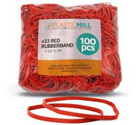 PlasticMill Rubber Bands - #33 Size - Red Rubberbands - 100 Count.